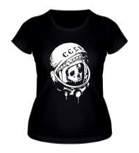 Женская футболка СССР: череп космонавта