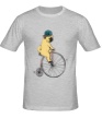 Мужская футболка «Мопс на велосипеде» - Фото 1