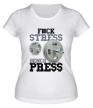 Женская футболка «Fuck stress, bench press» - Фото 1