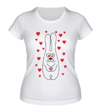 Женская футболка Зайка с сердечками