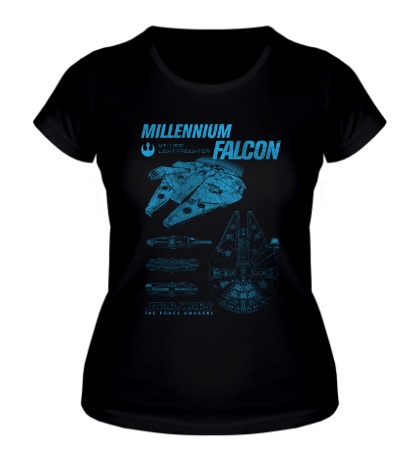 Женская футболка «Millennium Falcon Schematics»