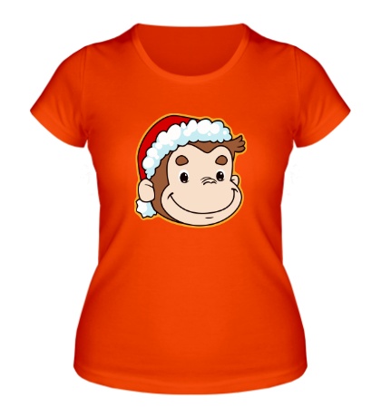 Женская футболка «Обезьянка в шапке Санты»