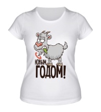 Женская футболка Жующяя коза