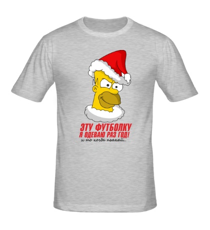 Мужская футболка Гомер в шапке санты
