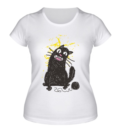 Женская футболка Черный кот