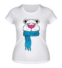 Женская футболка Медведь в шарфе