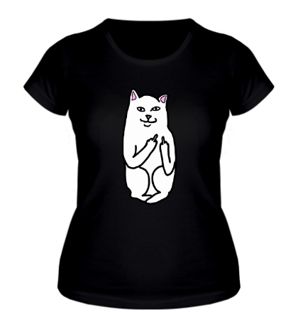 Женская футболка Кот показывающий фак