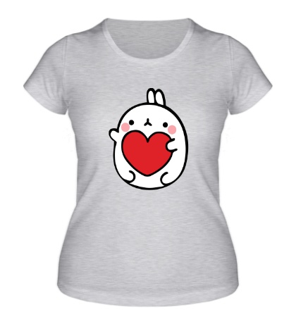 Женская футболка Кролик Моланг с сердцем