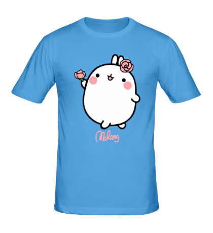 Мужская футболка «Кролик Моланг с цветами»
