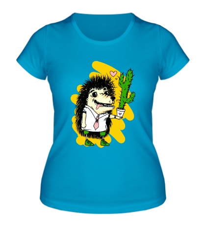 Женская футболка Ежик с кактусом