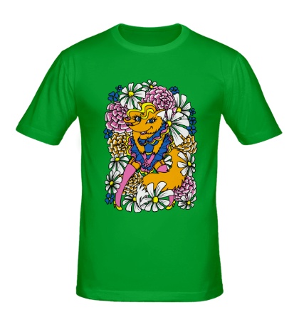 Мужская футболка Лиса в цветах
