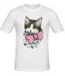 Мужская футболка «Праздничный котенок» - Фото 1