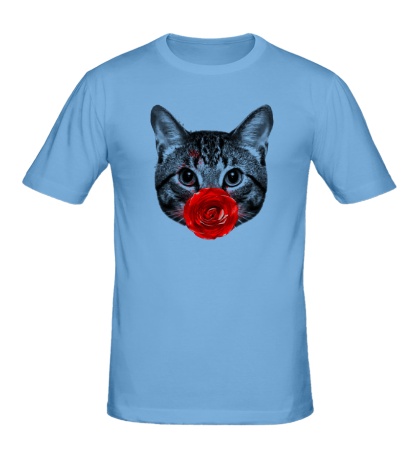 Мужская футболка «Кот с розой»