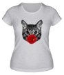 Женская футболка «Кот с розой» - Фото 1