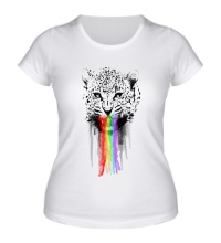 Женская футболка Радужный леопард