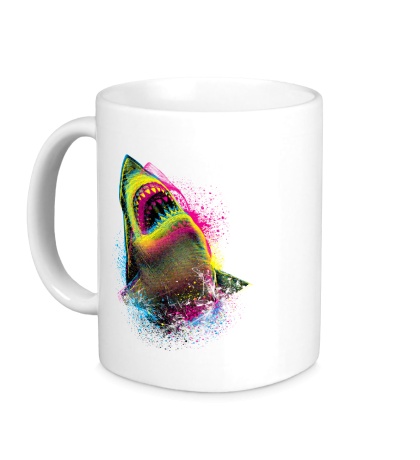 Керамическая кружка «Цветная акула»
