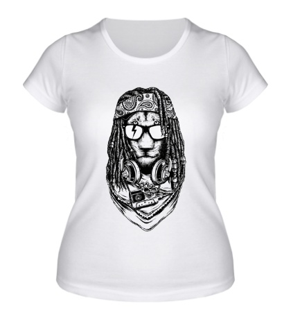Женская футболка «Рокерский лев»