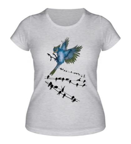 Женская футболка Птицы на проводах