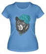 Женская футболка «Медведь в вязанной шапке» - Фото 1