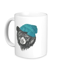 Керамическая кружка Медведь в вязанной шапке