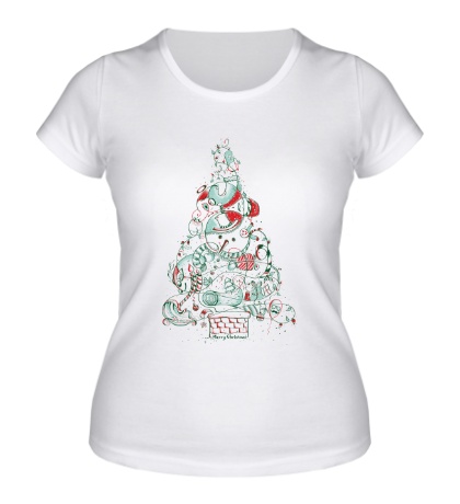 Женская футболка «Зимняя елка»