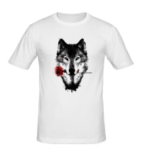 Мужская футболка Волк с розой