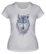 Женская футболка «Облизывающийся волк» - Фото 1