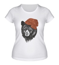 Женская футболка Медведь-хипстер