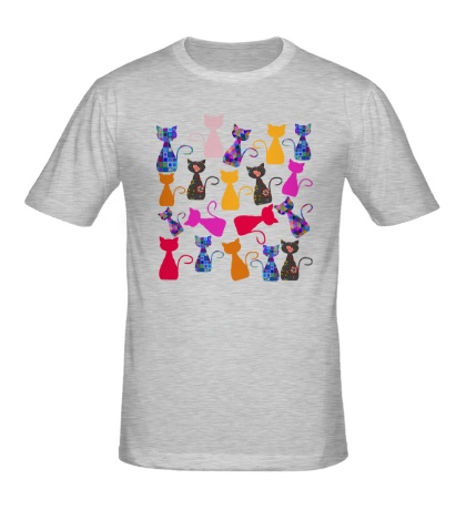 Мужская футболка «Цветные кошки»