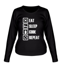 Женский лонгслив Eat, sleep, code, repeat