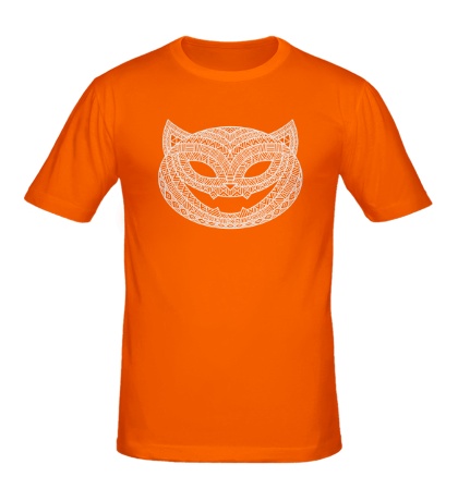Мужская футболка «Кошка с хэллоуинским узором»