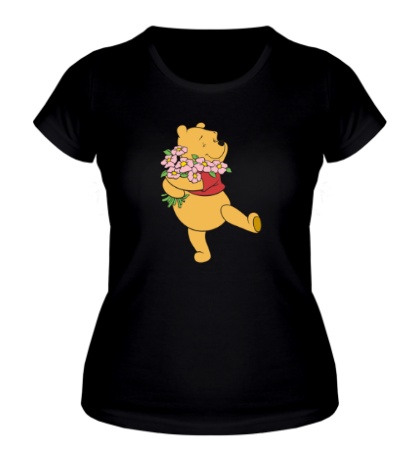 Женская футболка Винни Пух с букетом