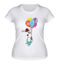 Женская футболка Песик с шариками