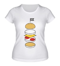Женская футболка Разбор бургера