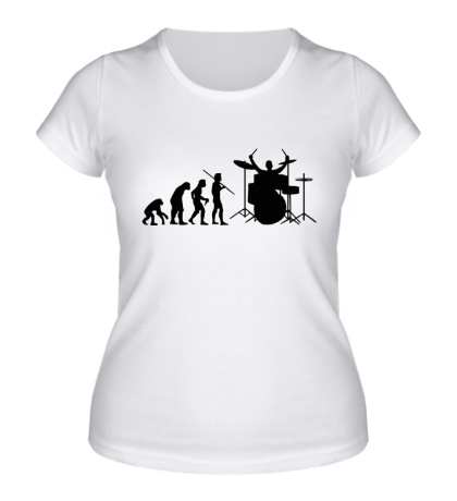 Женская футболка «Эволюция барабанщика»