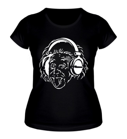 Женская футболка «Эйнштейн в наушниках»