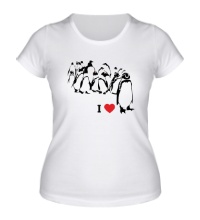 Женская футболка I love Penguins