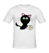 Мужская футболка Котёнок и аквариум