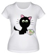 Женская футболка «Котёнок и аквариум» - Фото 1