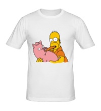 Мужская футболка Гомер и свинья