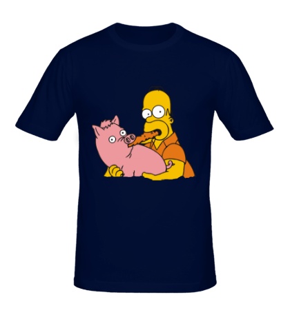 Мужская футболка «Гомер и свинья»
