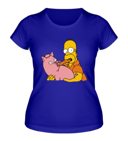Женская футболка «Гомер и свинья»