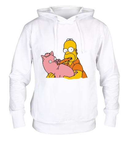 Толстовка с капюшоном «Гомер и свинья»