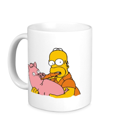 Керамическая кружка Гомер и свинья