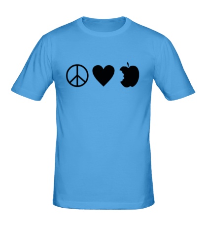 Мужская футболка «Peace Love Apple»