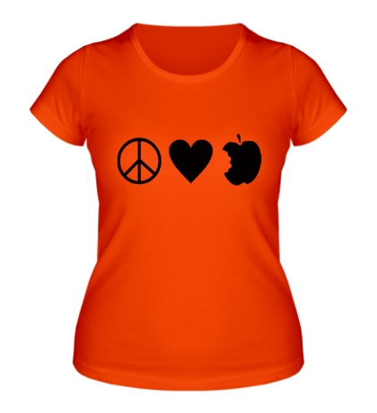Женская футболка Peace Love Apple