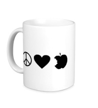 Керамическая кружка Peace Love Apple