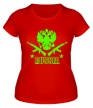 Женская футболка «Герб России и АК-47, свет» - Фото 1