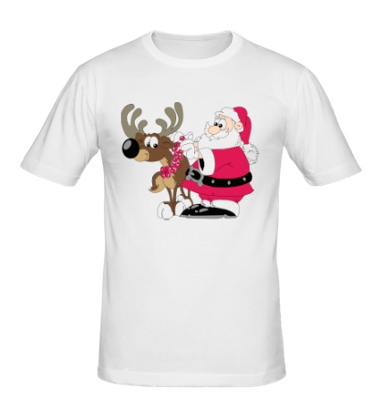 Мужская футболка Дед Мороз с оленем