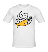 Мужская футболка Кот и большая рыба